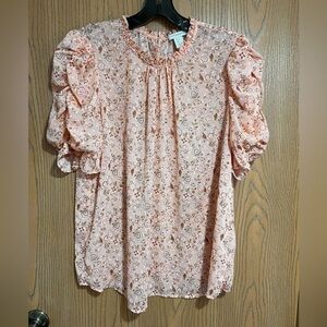 Carolina Belle Light Peach Floral Blouse